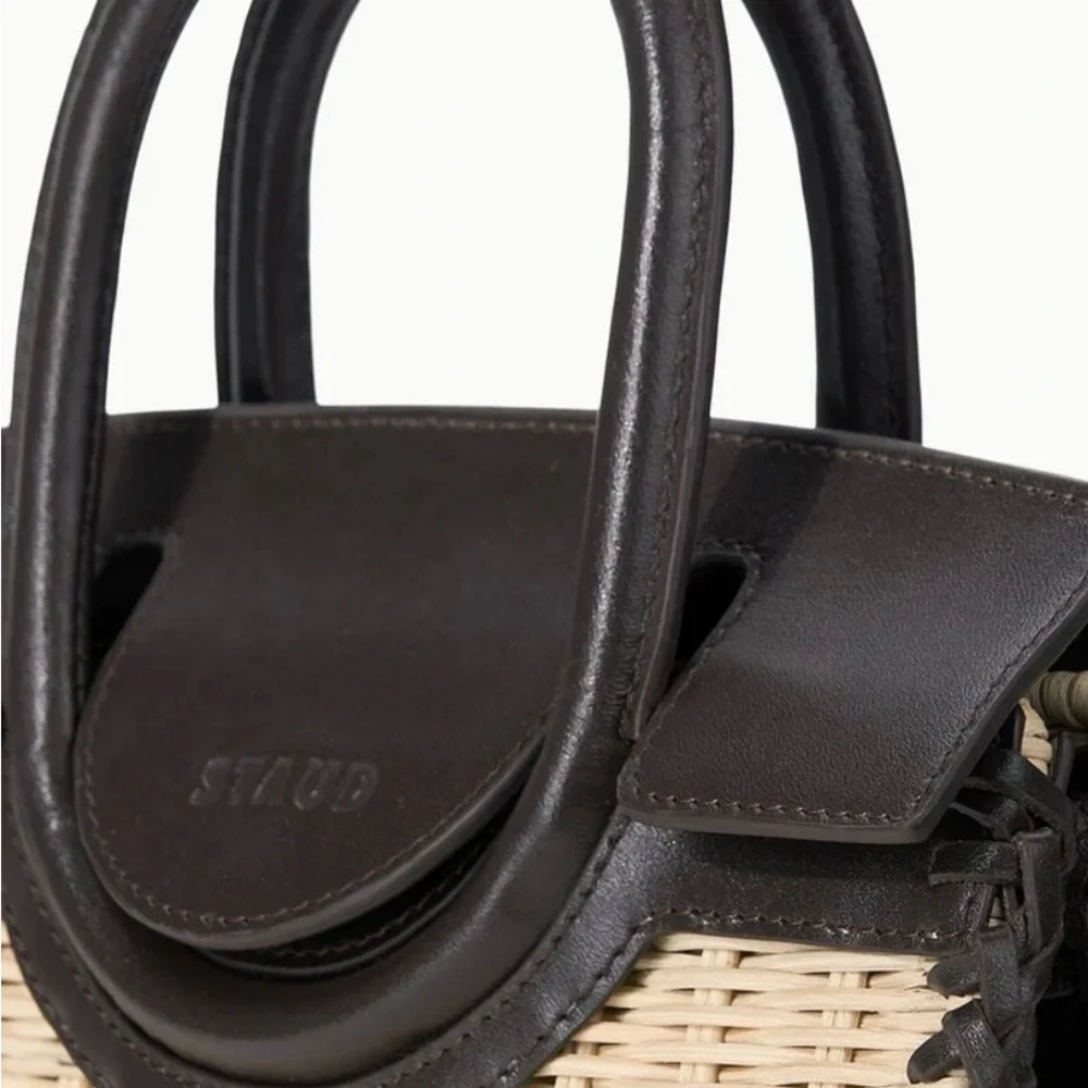 Staud Maude Wicker Carryall - Espresso Brown - Picture 3 of 8